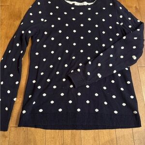 Croft & Barrow Blue and White Crew Neck Sweater with Polka Dots